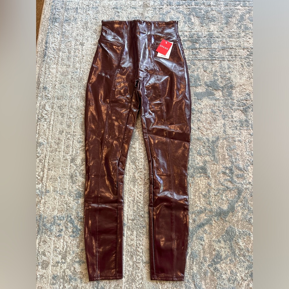 NWT Spanx Chocolate Brown Faux Leather Leggings in S (Never worn)